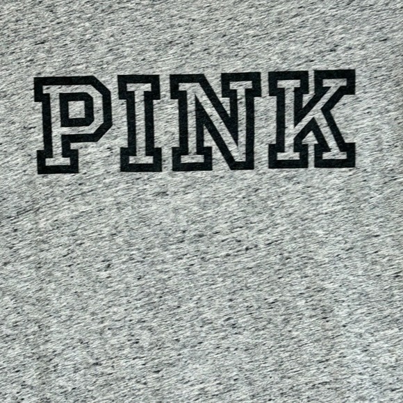 Victoria's Secret PINK Long Sleeve T-Shirt Heather Grey Logo Crew Neck XL - Picture 3 of 8